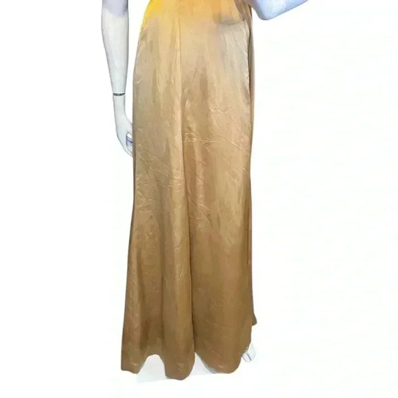 Show Me Your Mumu Godshaw Goddess Tie Back Gown True Gold Luxe Satin’s Dress. - Picture 3 of 12